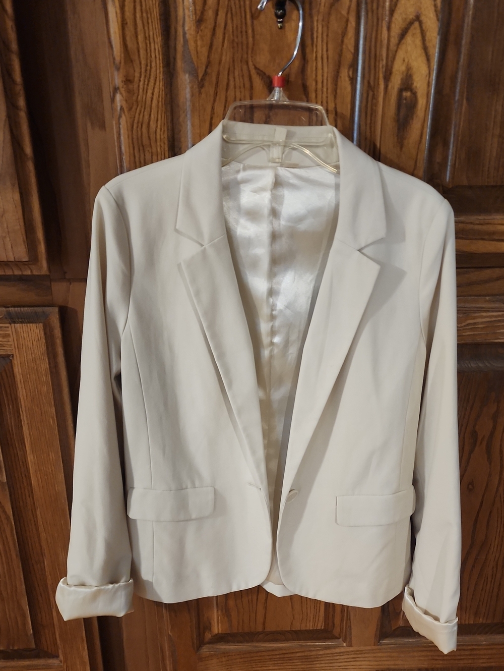 Frenchi Cream Single-Button Tailored Blazer